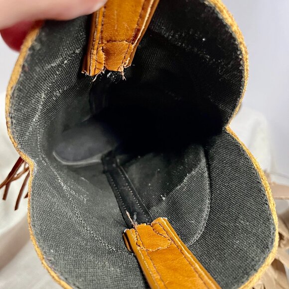 Laredo Tan Leather Fringe Cowboy Boots Women’s Vintage Western Rodeo Style - Picture 15 of 16